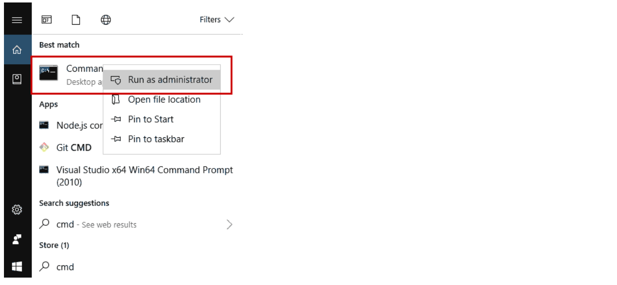 Run Command Prompt as administrator